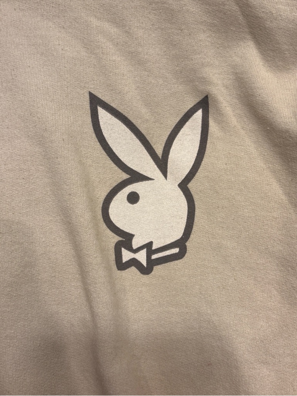 PLAYBOY Tan Bunny Logo Pullover Hoodie - Picture 4 of 7